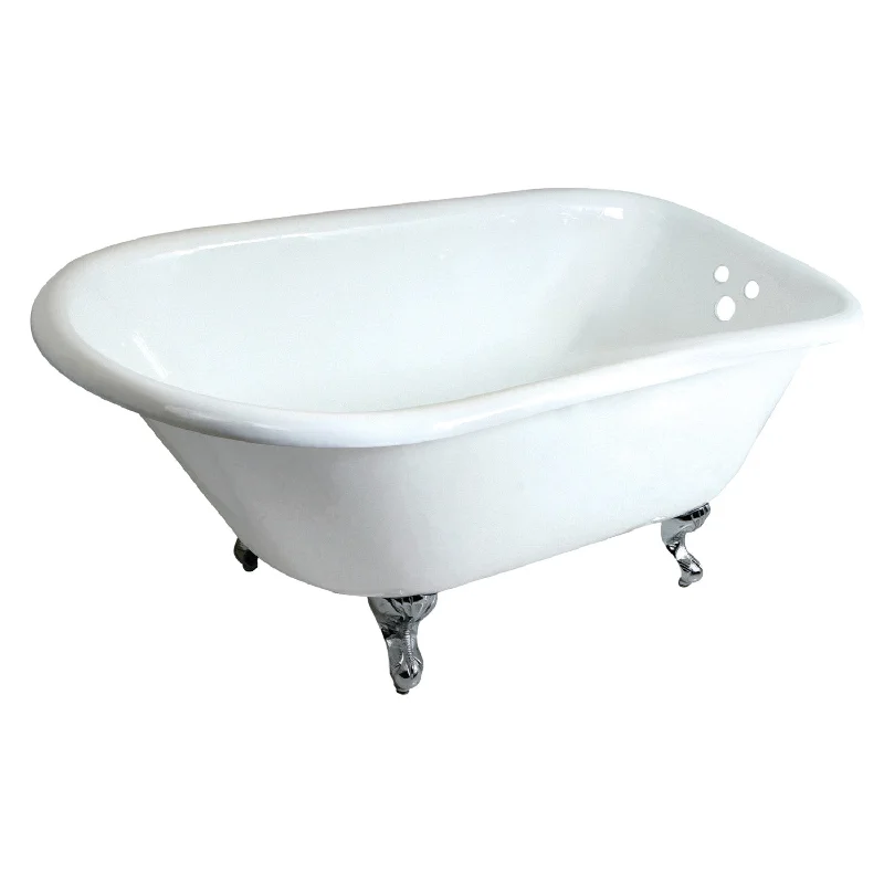 Aqua Eden VCT3D483018NT1 48-Inch Cast Iron D-Shaped Roll Top Clawfoot Tub (3-3/8-Inch Wall Drillings), White/Polished Chrome