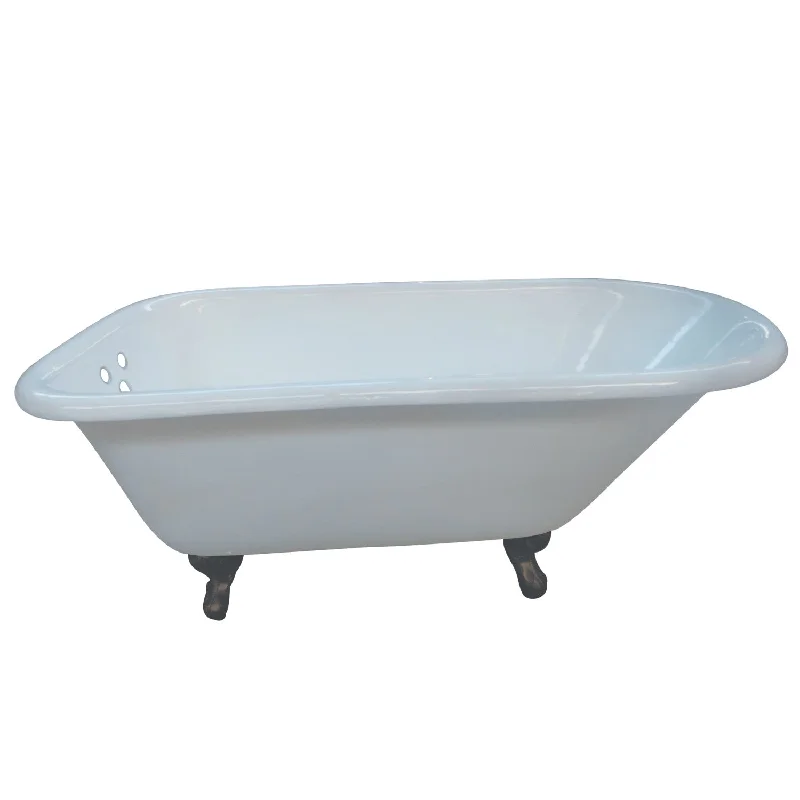 Aqua Eden VCT3D663019NT5 66-Inch Cast Iron Oval Rectangular Roll Top Clawfoot Tub (3-3/8-Inch Wall Drillings), White/Oil Rubbed Bronze