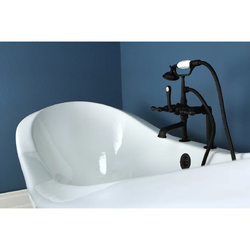 Aqua Eden VCT7D7231NC5 72-Inch Cast Iron Oval Double Slipper Clawfoot Tub (7-Inch Faucet Drillings), White/Oil Rubbed Bronze