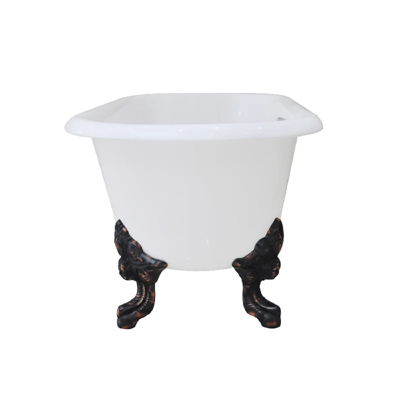 Aqua Eden VCTDE7232NL5 72-Inch Cast Iron Oval Double Ended Clawfoot Tub (No Faucet Drillings), White/Oil Rubbed Bronze