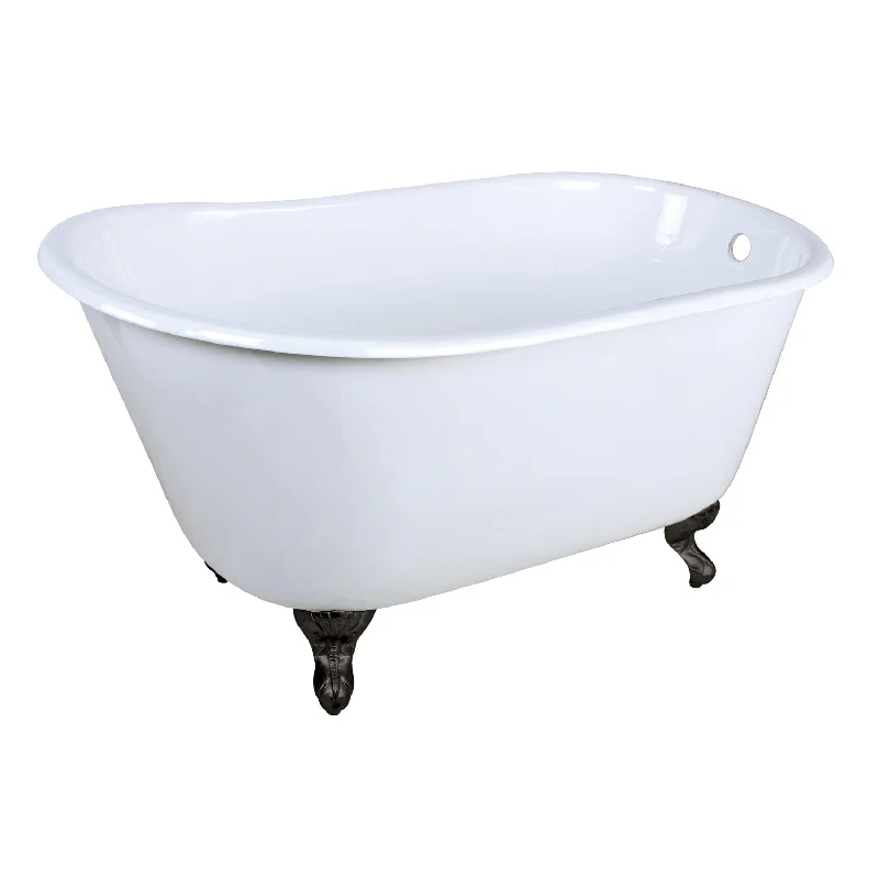 Onamia VCTND4828NT0 48-Inch Cast Iron Oval Single Slipper Clawfoot Tub (No Faucet Drillings), White/Matte Black