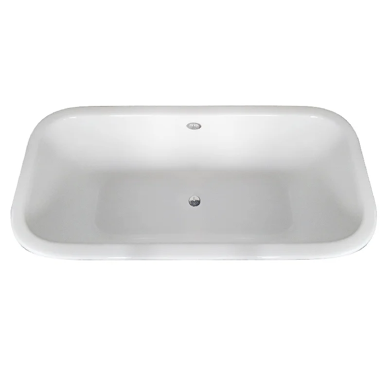 Aqua Eden VCTQND6732NL1 67-Inch Cast Iron Rectangular Double Ended Clawfoot Tub (No Faucet Drillings), White/Polished Chrome