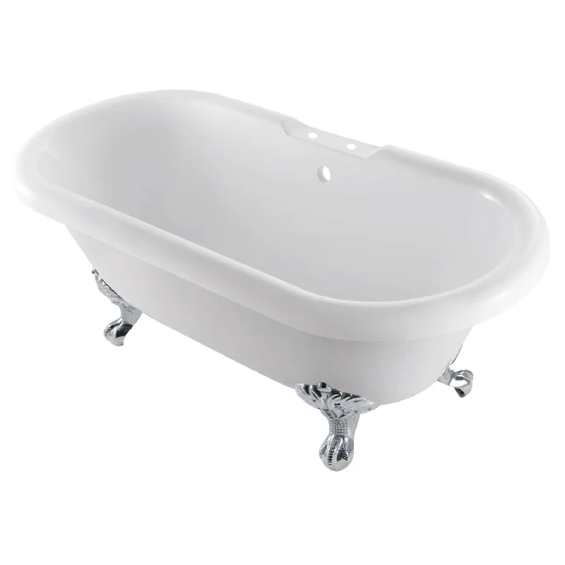 Aqua Eden VT7DS672924JNH1 67-Inch Acrylic Oval Double Ended Clawfoot Tub (7-Inch Faucet Drillings), Glossy White/Polished Chrome