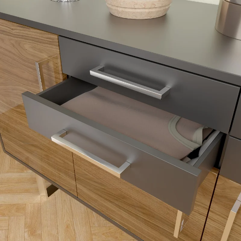 1 Pack Modern Square Stainless Steel Cabinet Drawer and Kitchen Silver Pull by Villar Home Designs