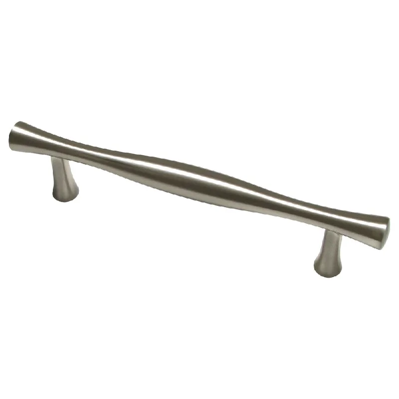 10 Pack Bamboo Style 3-25/32" (96mm) Inch Brushed Nickel Cabinet Hardware Pull