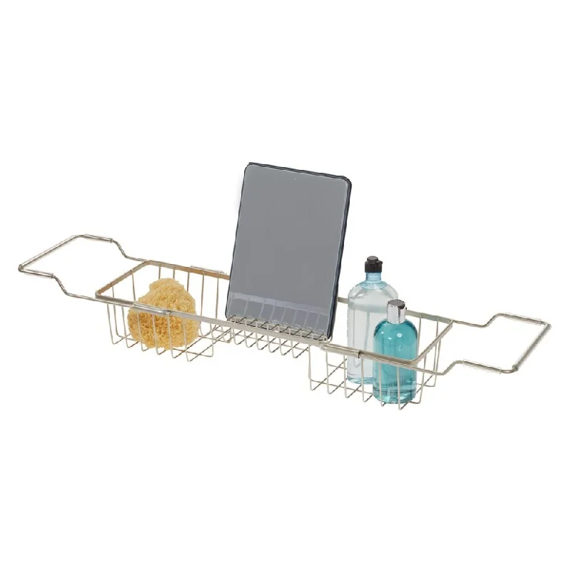 iDesign Everett Adjustable Over Bathtub Caddy in Satin