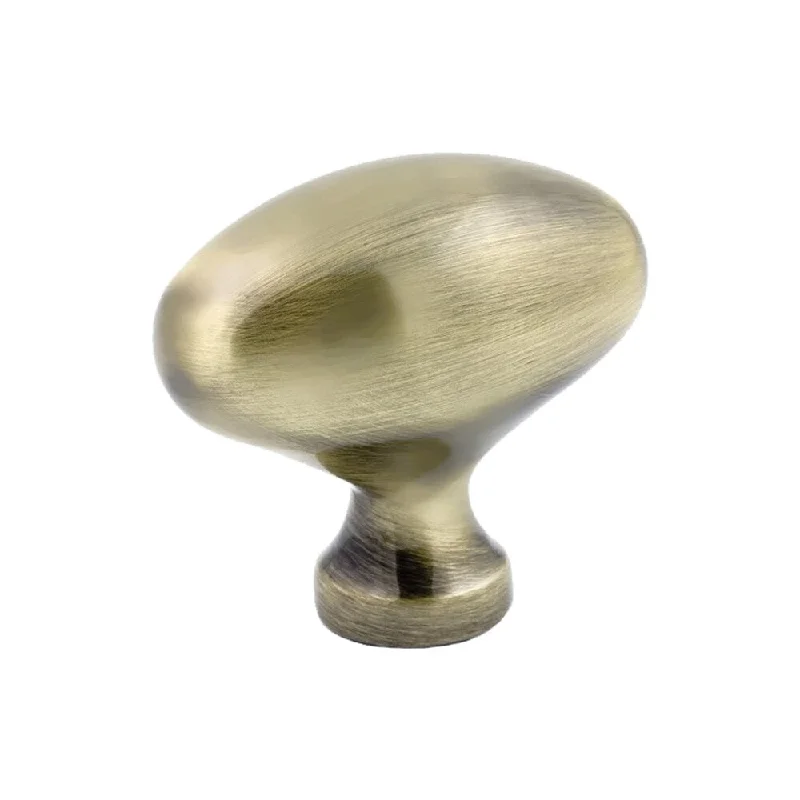 25 Pack Classic Football Style Rustic Brass Cabinet Hardware Knob, 1-31/32 Inch Overall Length