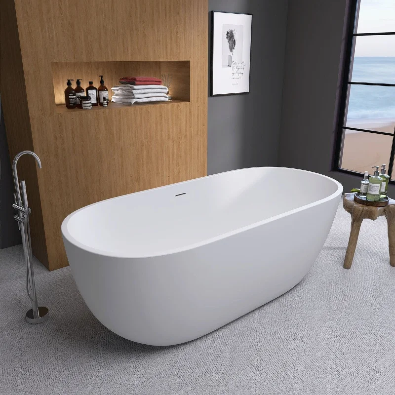 55 in. x 29.5 in. Acrylic Freestanding Flatbottom Soaking Bathtub