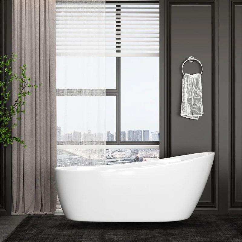 55 inches Acrylic Alcove Freestanding Soaking Bathtub - 55 inches