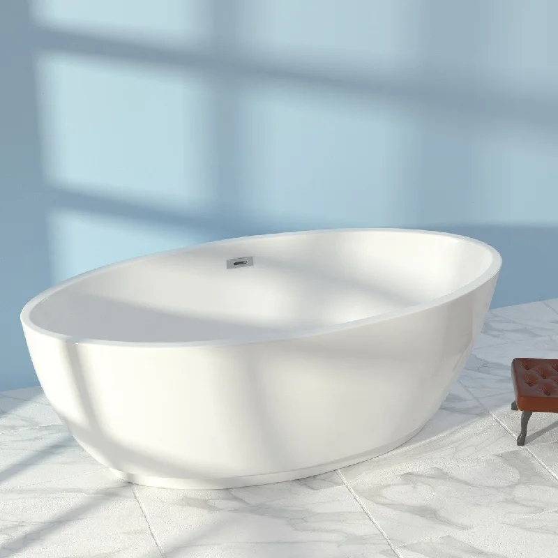 55"x 29.5"x 24" Acrylic Freestanding Soaking Bathtub