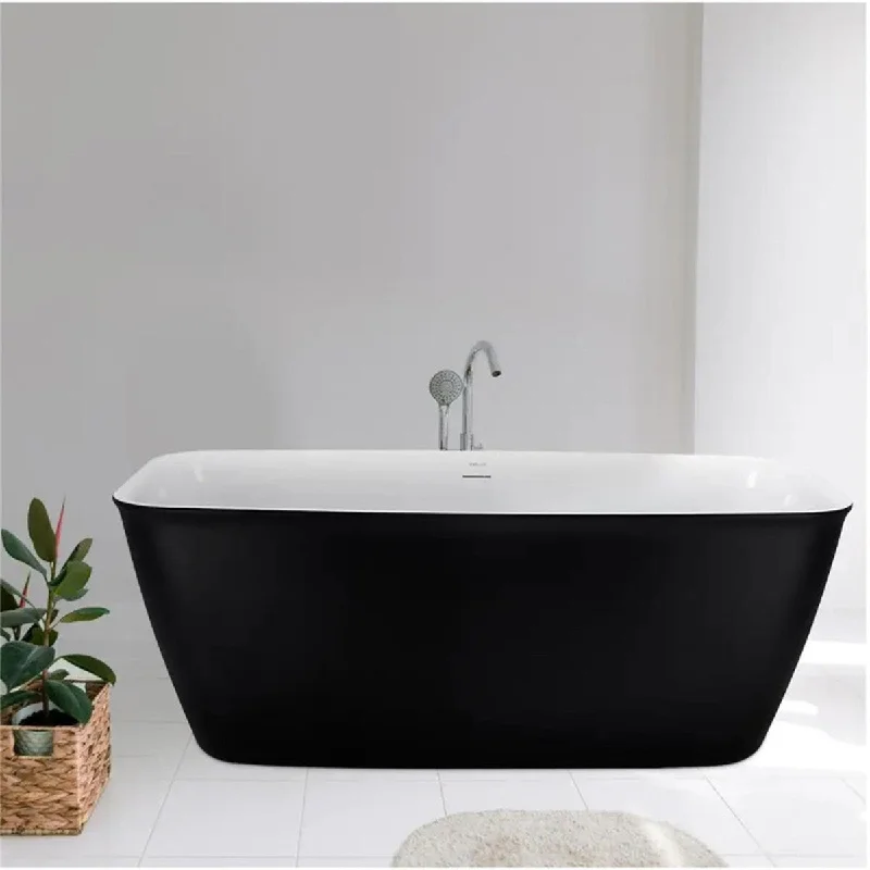 59" 100% Acrylic Freestanding Bathtub，Contemporary Soaking Tub，black