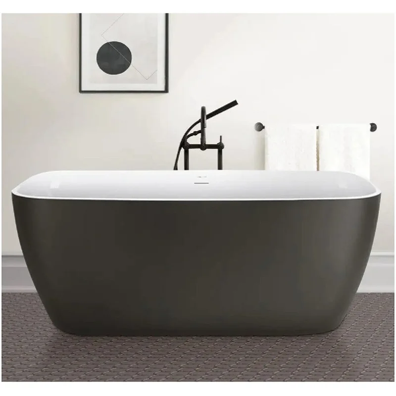 59" Acrylic Freestanding Bathtub，Contemporary Soaking Tub，gray