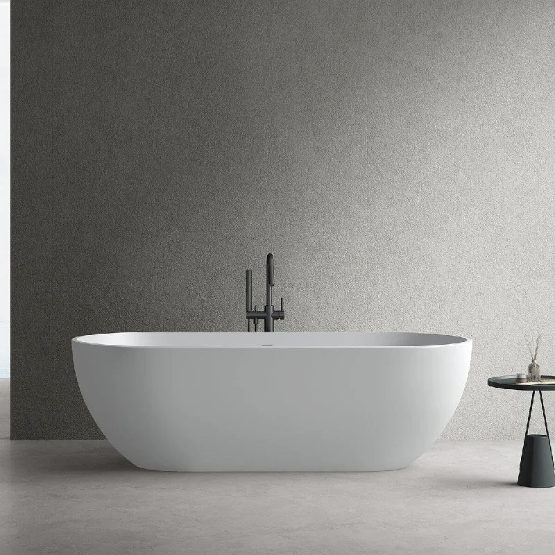 59 in. x 30 in. Solid Surface Freestanding Clawfoot Soaking Bathtub