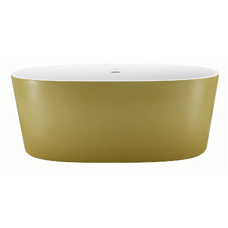 63 in. x 31 in. Acrylic Freestanding Soaking Bathtub in Gold