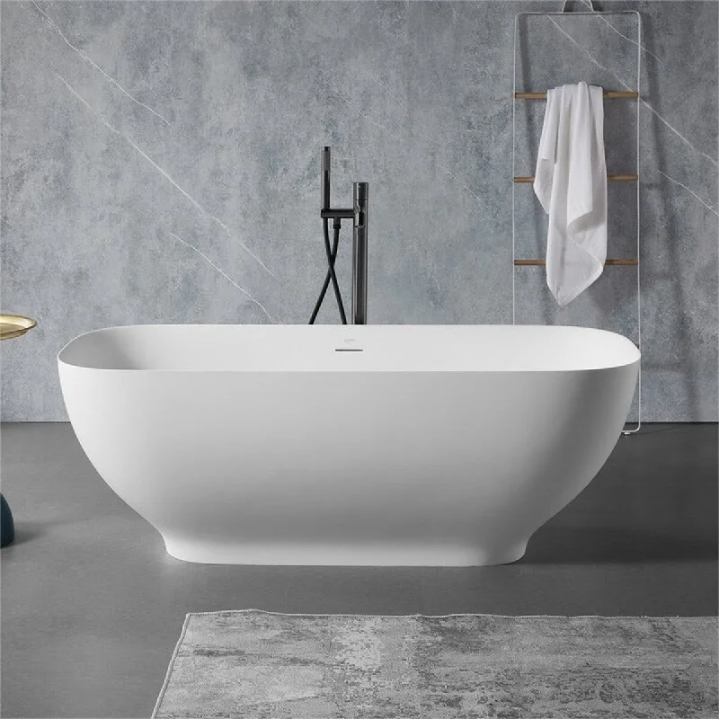 63"x 30"x 21.7" Solid Surface Freestanding Bathtub