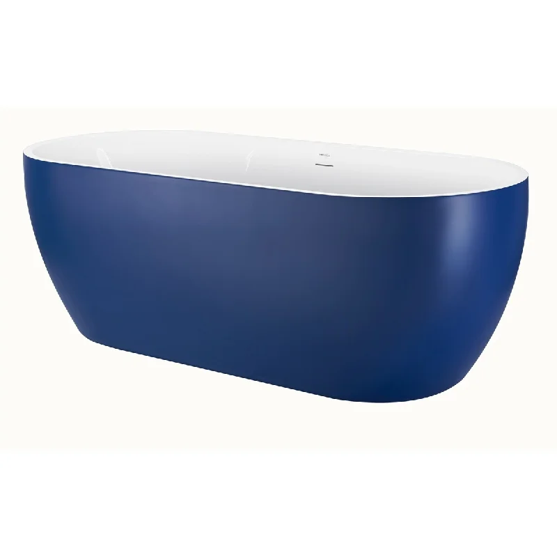 65" 100% Acrylic Freestanding Bathtub，Contemporary Soaking Tub，blue