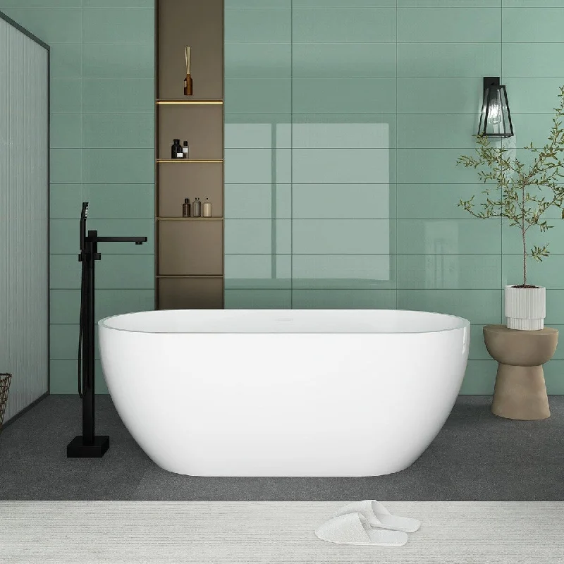 65 in. x 28 in. Acrylic Freestanding Flatbottom Soaking Bathtub