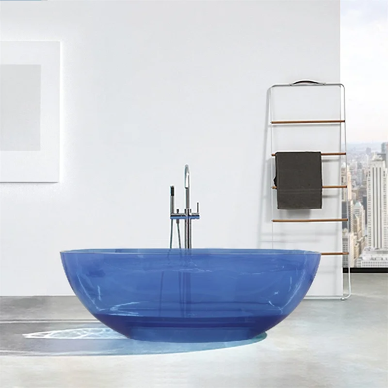 65 Inch Freestanding Solid Surface Soaking Bathtub