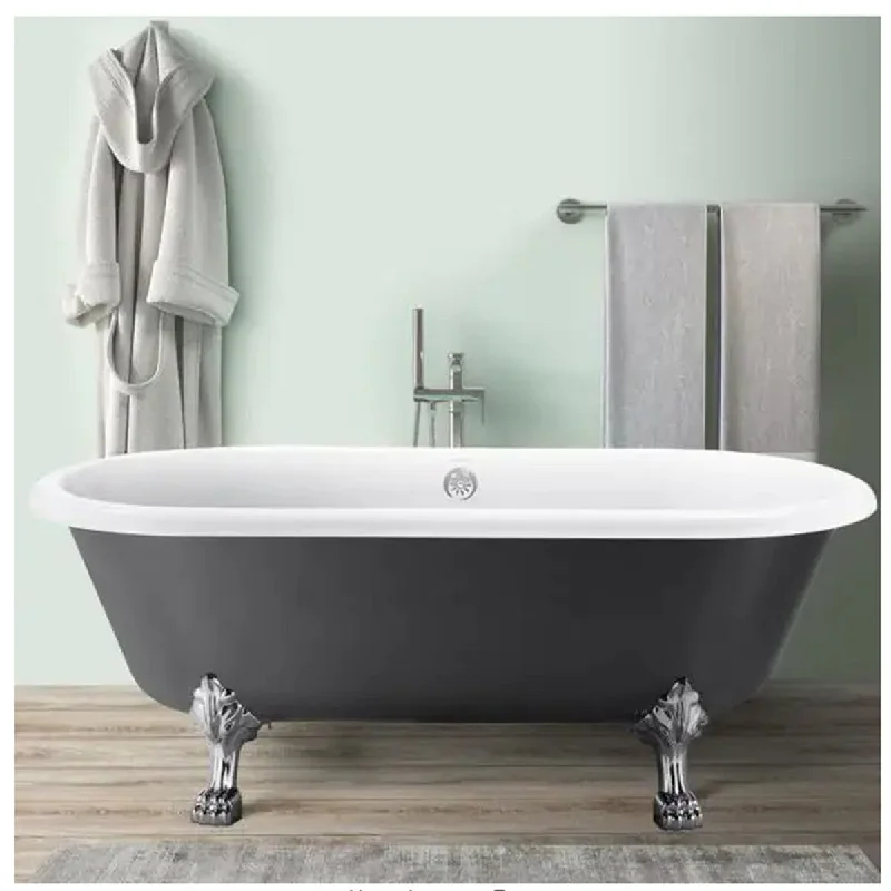 67" Acrylic Freestanding Bathtub, Contemporary Clawfoot Soaking Tub