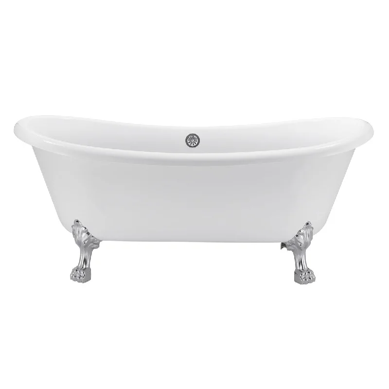 67 in. x 30.5 in. Acrylic Freestanding Clawfoot Soaking Bathtub