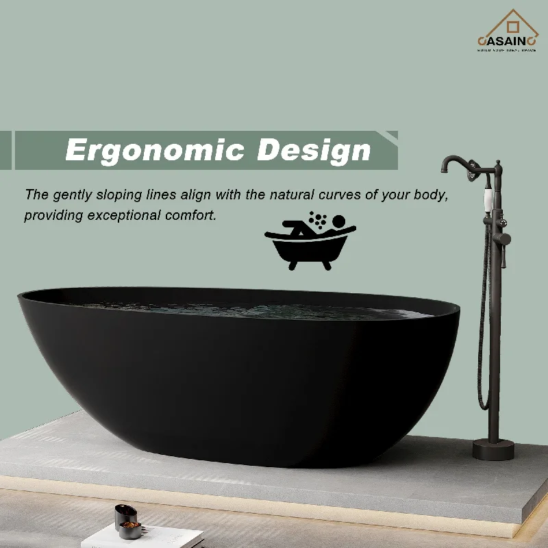 67" Solid Surface Freestanding Bathtub in Matte Black