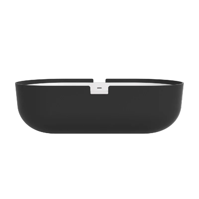 71 in. x 35 in. Stone Resin Solid Surface Freestanding Soaking Bathtub in Black