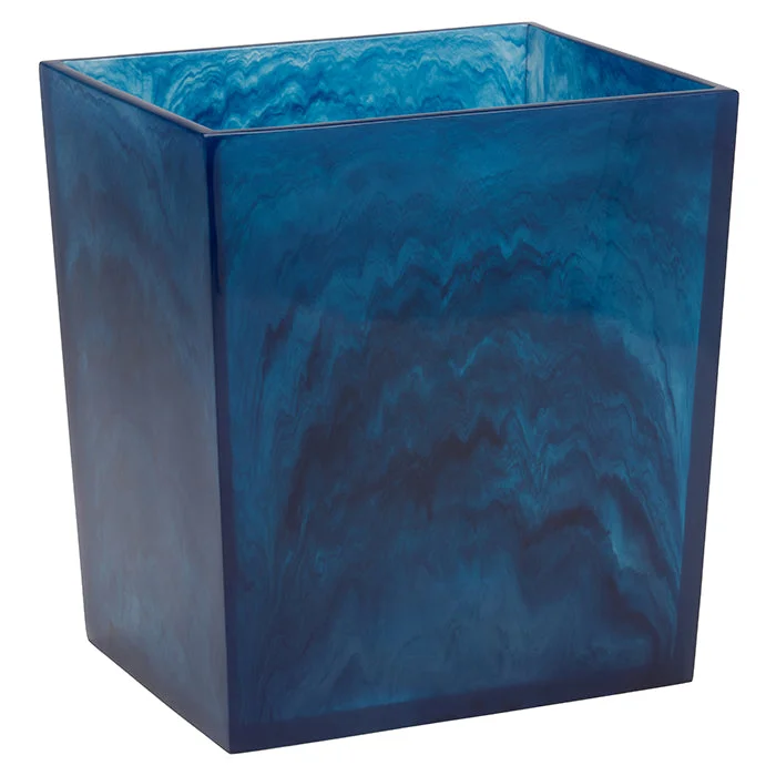 Abiko Translucent Cast Resin Rectangle Waste Basket (Cobalt)