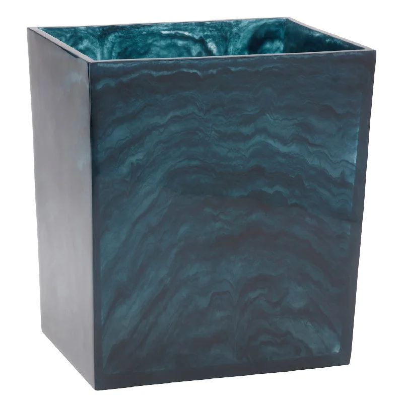 Abiko Translucent Cast Resin Rectangle Waste Basket (Dark Teal)