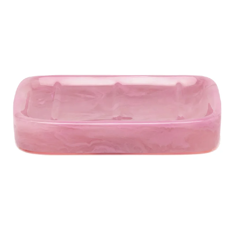 Abiko Translucent Cast Resin Soap Dish Rectangle (Cherry Blossom)