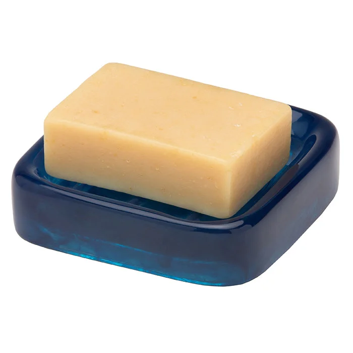 Abiko Translucent Cast Resin Soap Dish Square (Cobalt)