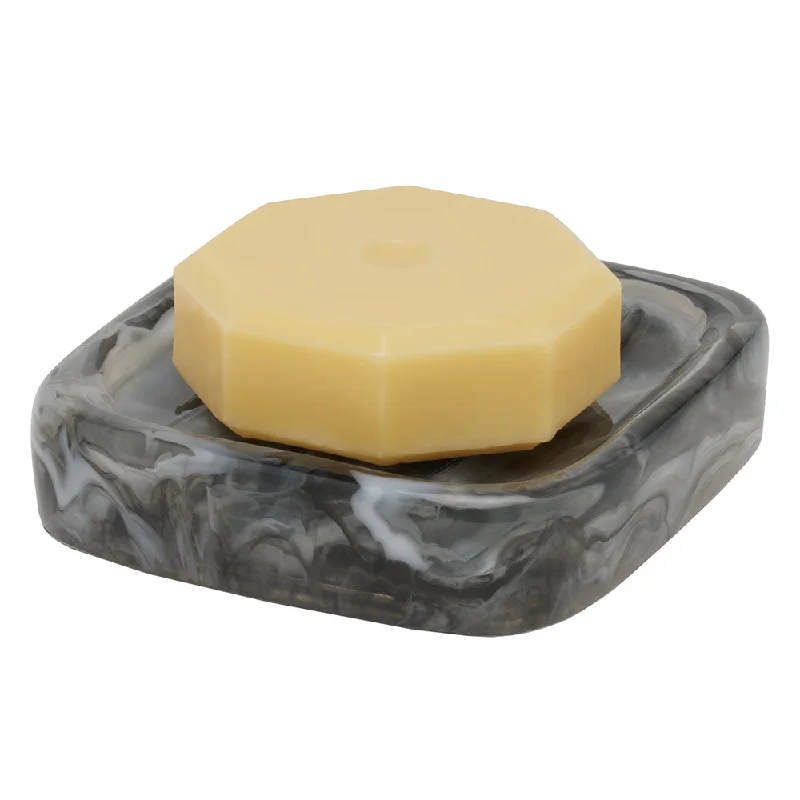 Abiko Translucent Cast Resin Soap Dish Square (Obsidian)