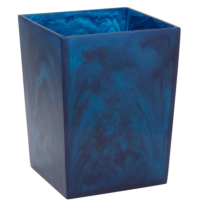 Abiko Translucent Cast Resin Square Waste Basket (Cobalt)