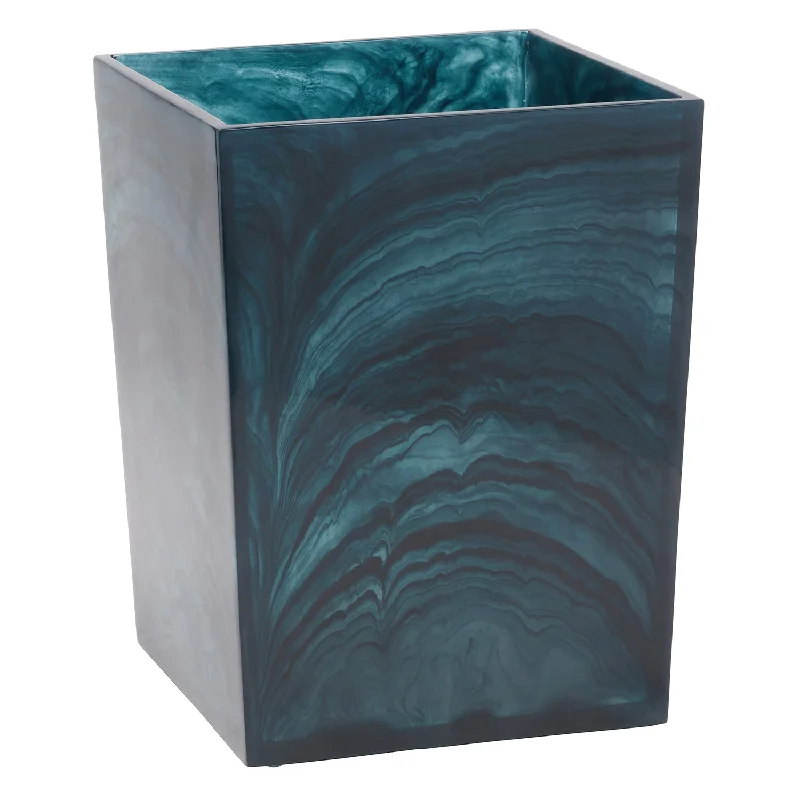 Abiko Translucent Cast Resin Square Waste Basket (Dark Teal)