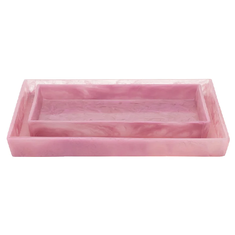 Abiko Translucent Cast Resin Tray Set/2 (Cherry Blossom)