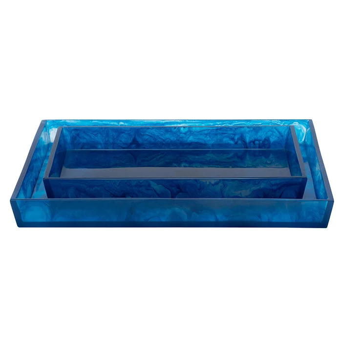 Abiko Translucent Cast Resin Tray Set/2 (Cobalt)