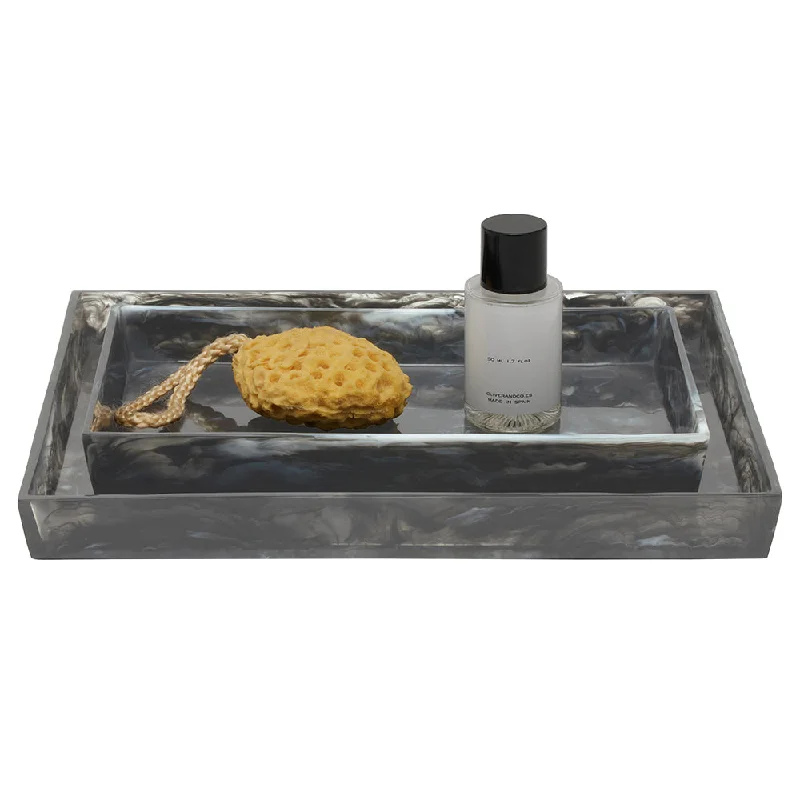 Abiko Translucent Cast Resin Tray Set/2 (Obsidian)