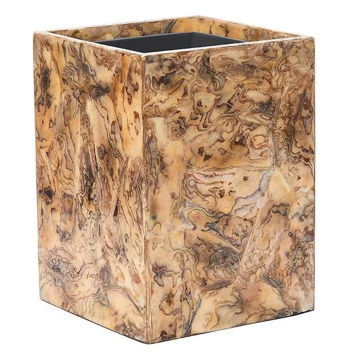 Adana Marbleized Shell Square Waste Basket