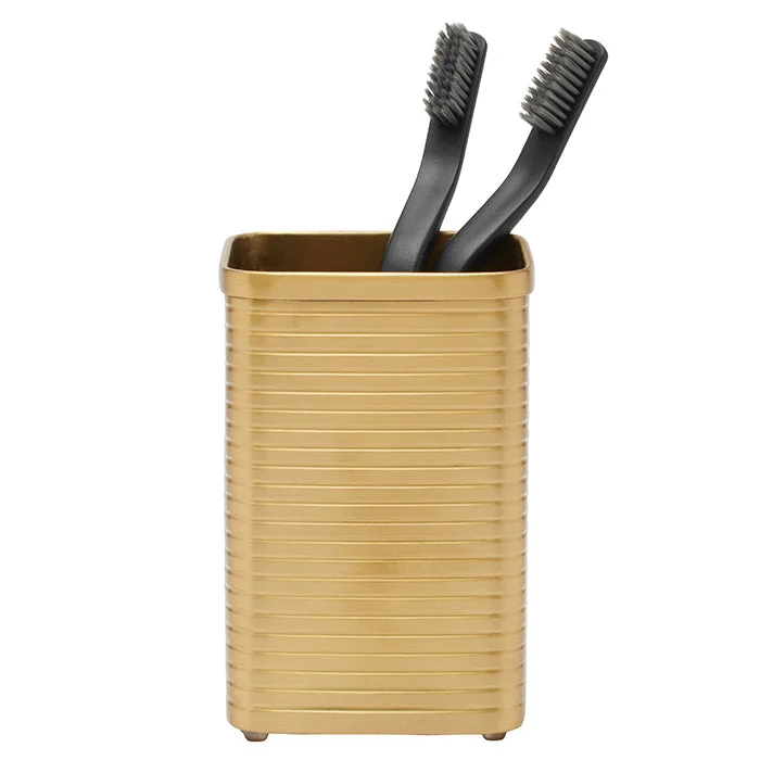 Adelaide Brass Brush Holder (Matte Gold)