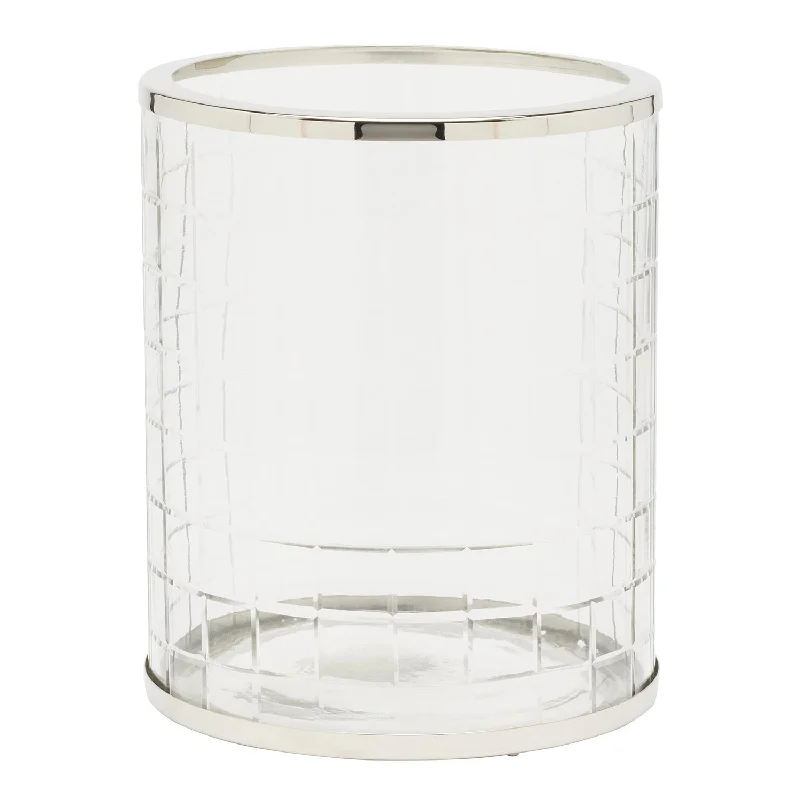 Argos Glass Round Wastebasket (Clear Glass/Nickel)