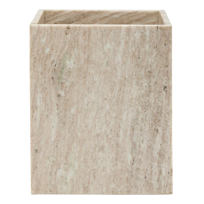 Athlone Marble Square Waste Basket (Beige)