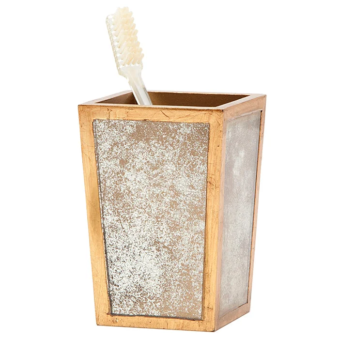 Atwater Antiqued Mirror Brush Holder (Antique Gold)