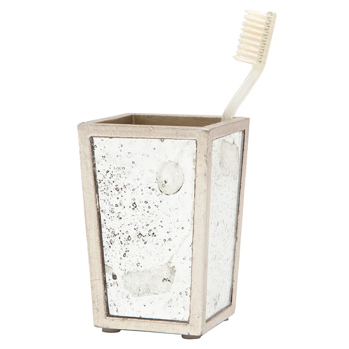 Atwater Antiqued Mirror Brush Holder (Silver Leaf)