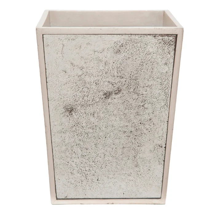 Atwater Antiqued Mirror Square Waste Basket (Silver Leaf)