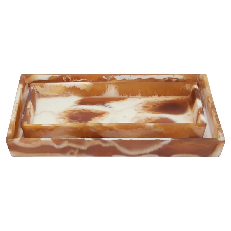 Bahia Resin Swirled Nested Trays Set/2 (Amber)