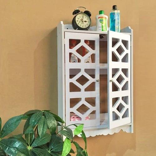 Bathroom CNC Wall Mounted PVC Storage Cabinet Furniture For Bathroom