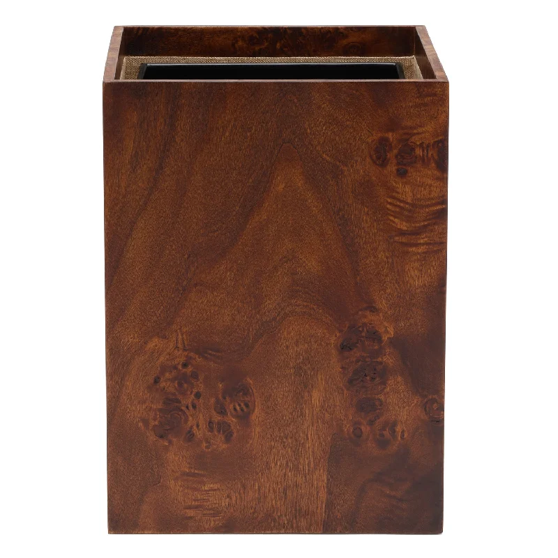 Bern Mappa Burl Veneer Square Wastebasket (Dark Honey)