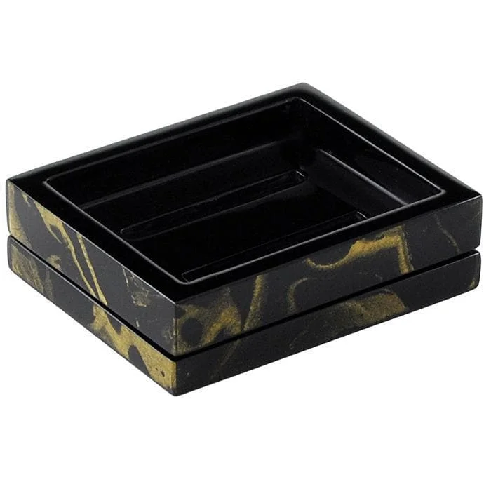 Black Gold Marble Lacquer Soap Dish