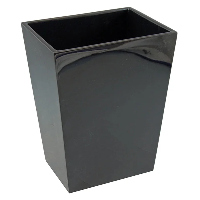 Black Lacquer Rectangular Waste Basket