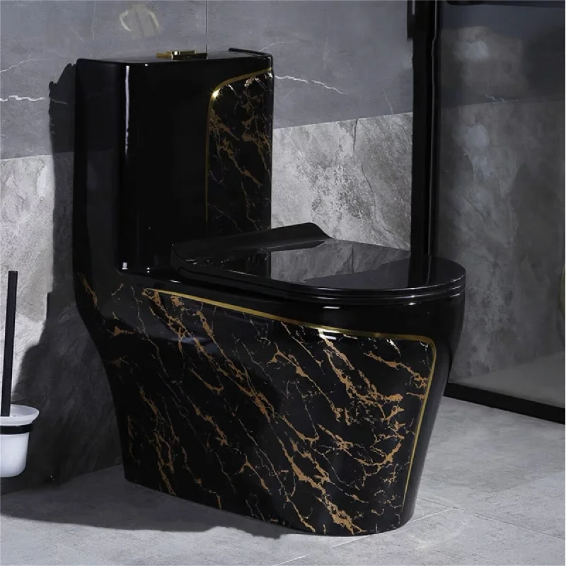 Black Round Seat One-Piece Toilet