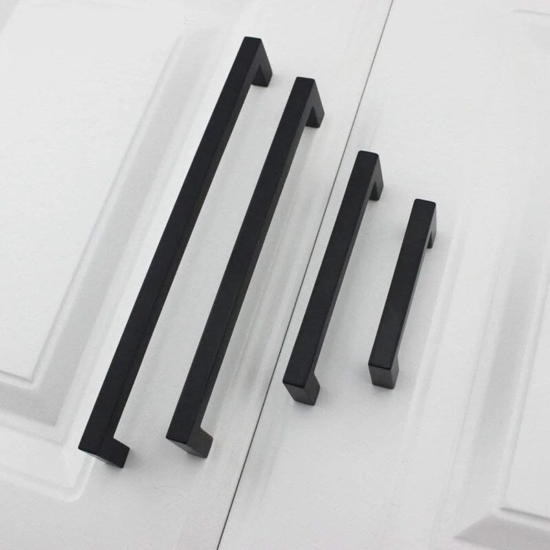 Black Square Bar Cabinet Pull Drawer Handle Stainless Steel